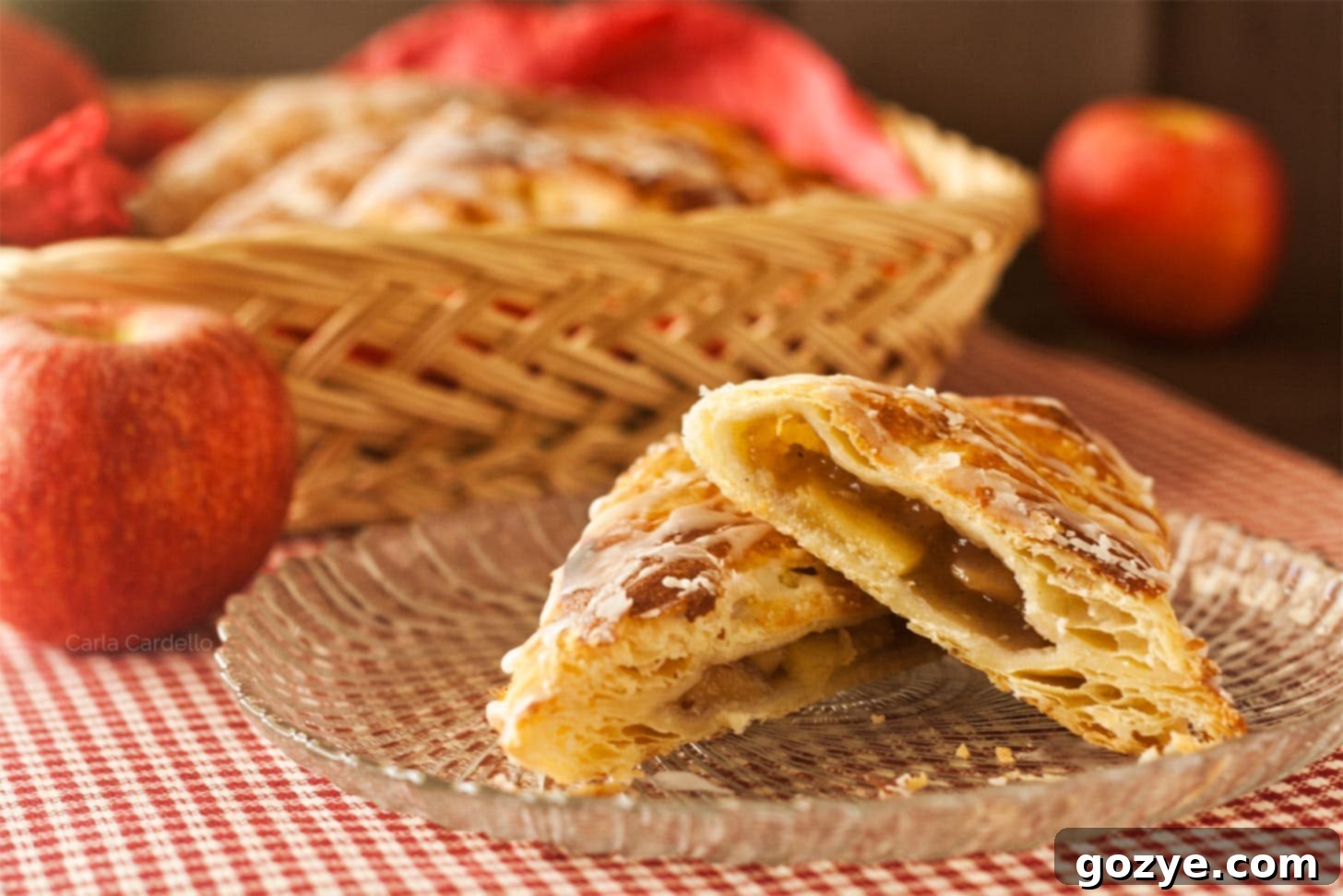 Close up of apple turnover cut in half