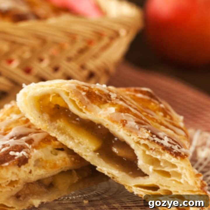 Close up of apple turnover cut in half