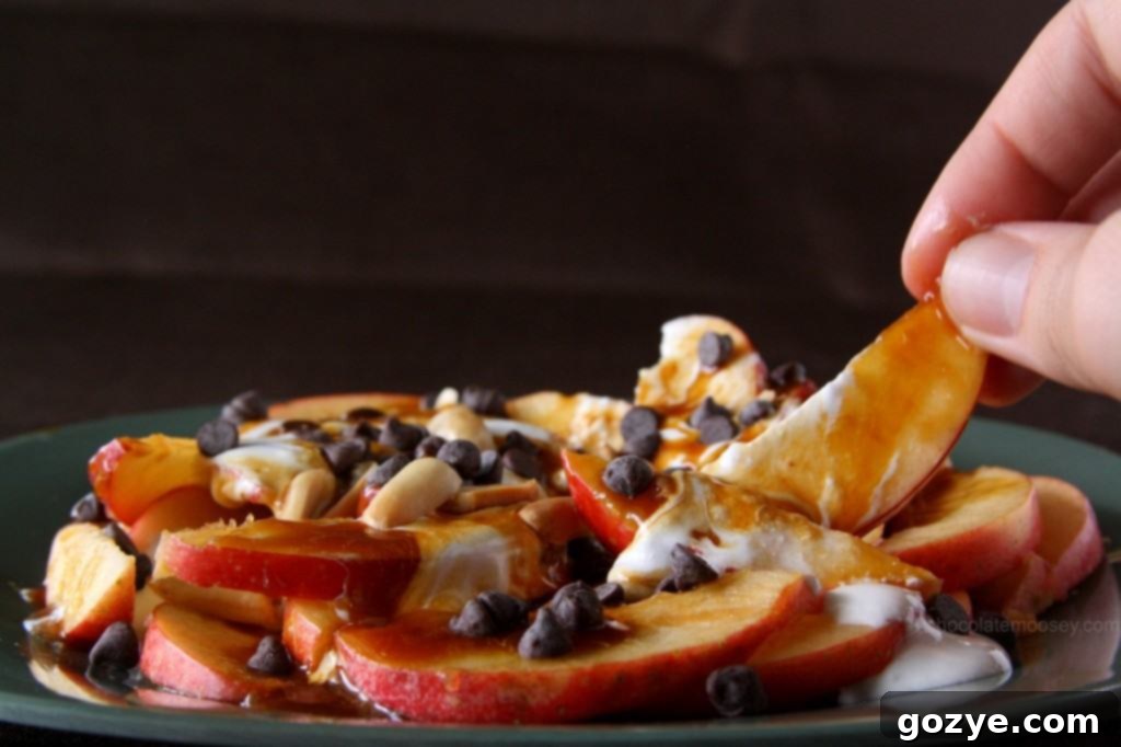Apple Nachos: A delectable and easy-to-share dessert Apple Nachos ready to be served, showing delicious layers