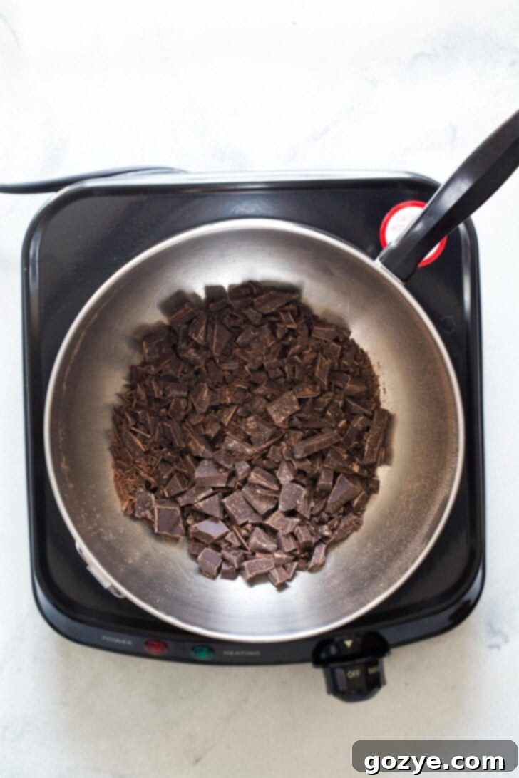 Chopped chocolate to make Halloween popcorn
