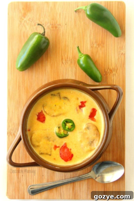 Roasted Jalapeno Soup with a perfect, rich orange color