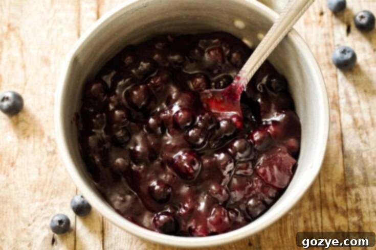 Homemade blueberry pie filling for various desserts