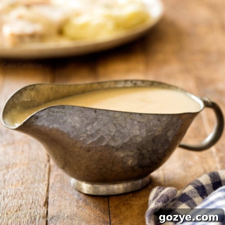 Homemade Turkey Gravy from Pan Drippings 6 Turkey gravy in pewter gravy boat