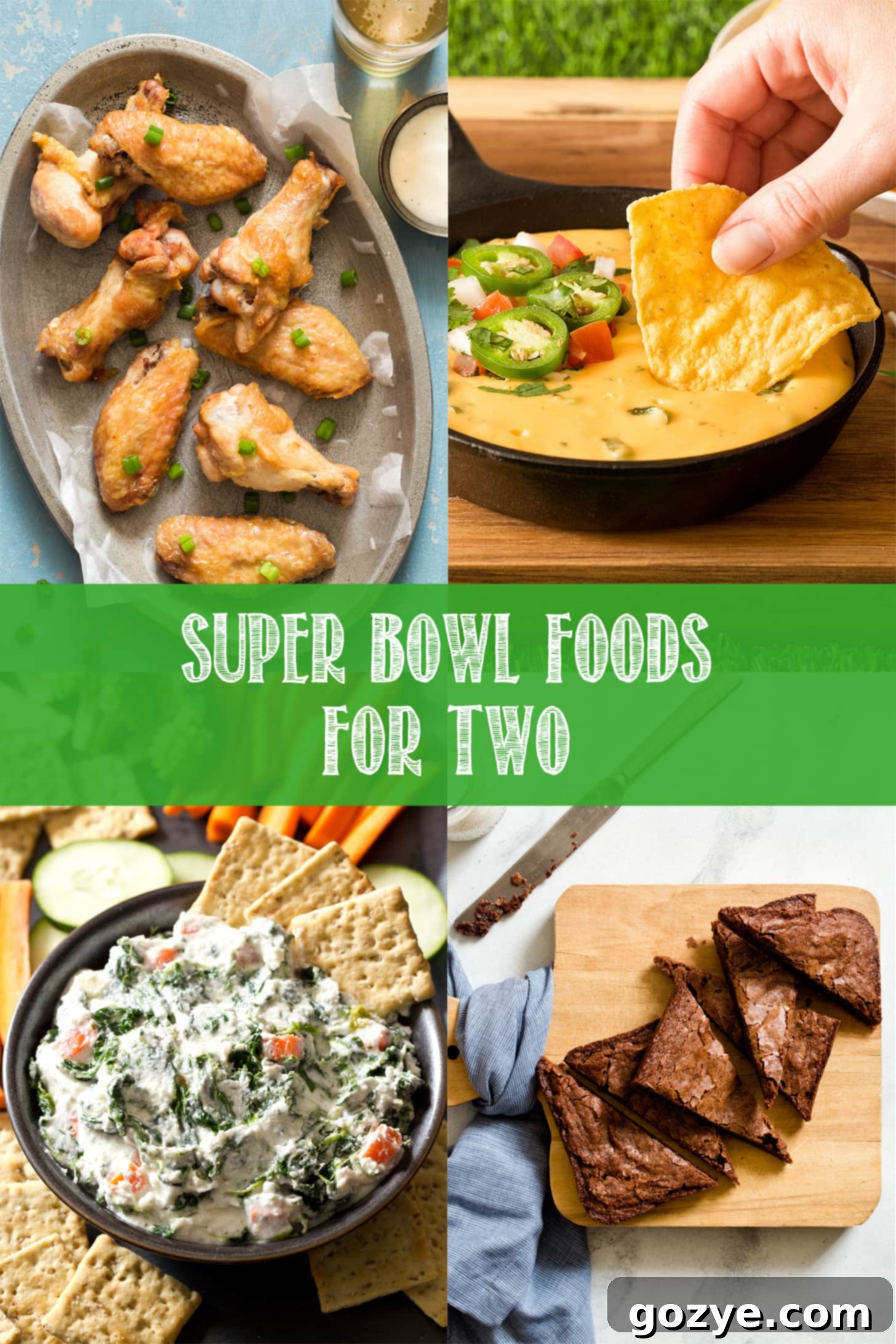 Collage of Super Bowl Foods For Two