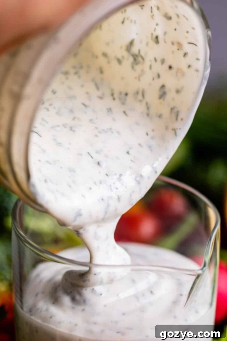 A bowl of creamy buttermilk ranch dressing.
