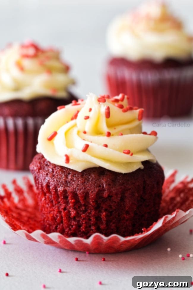 Small batch red velvet cupcakes with cream cheese frosting.