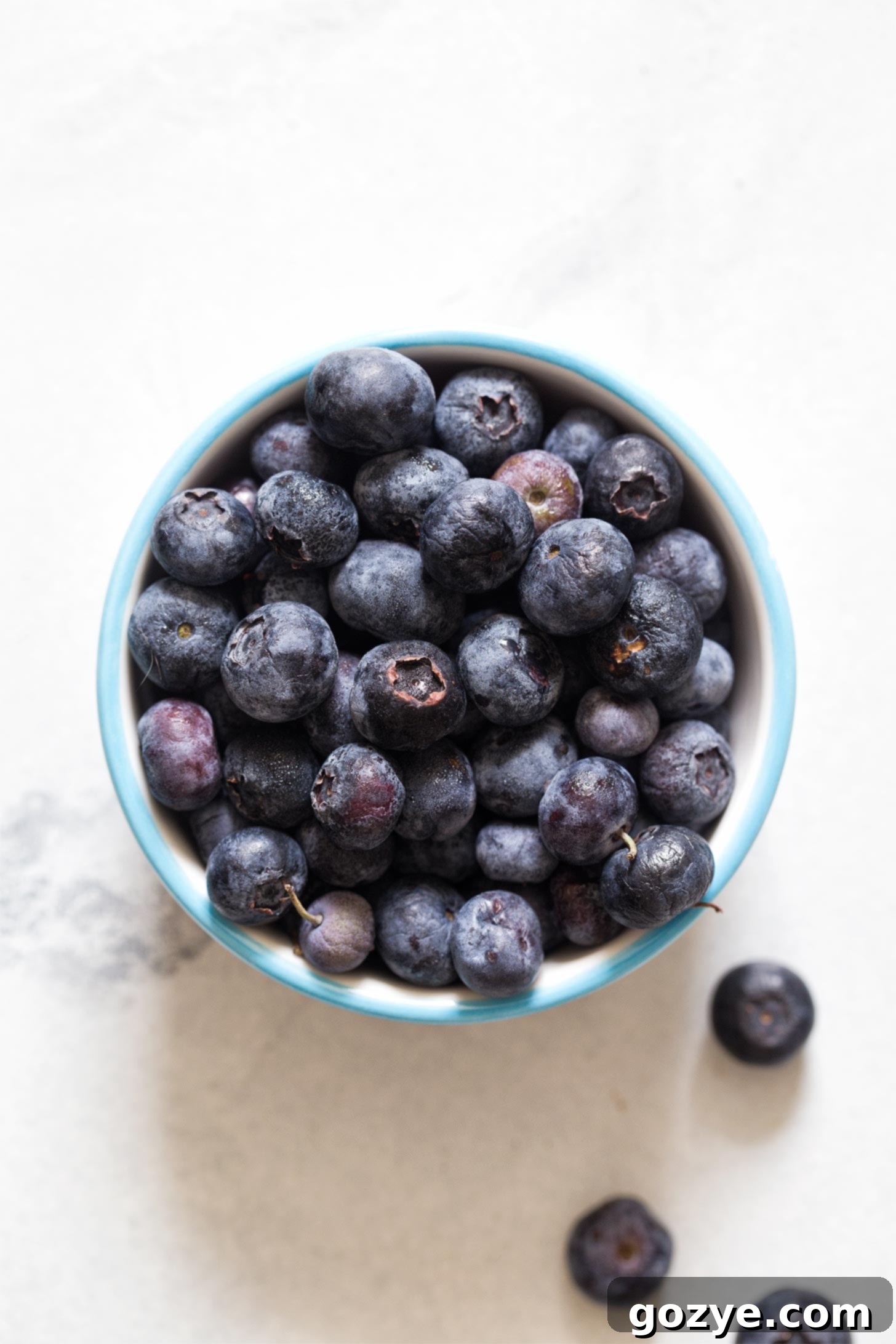 Cozy Small Batch Blueberry Muffins 2 Fresh blueberries in a small white bowl
