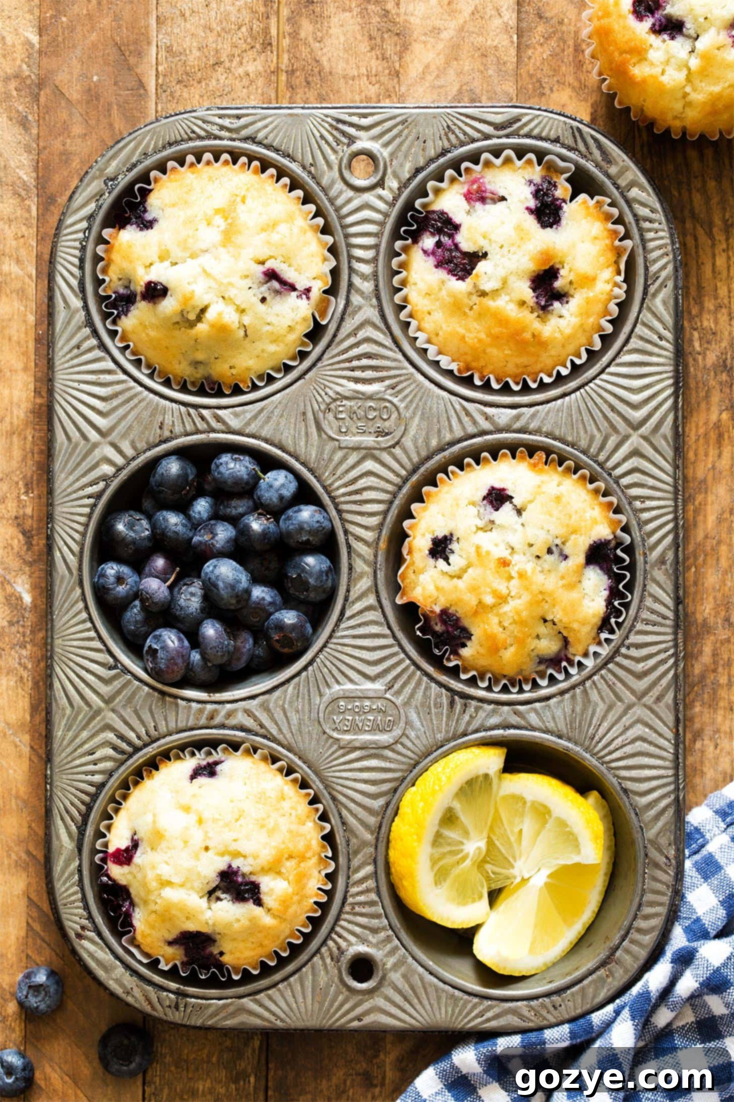 Cozy Small Batch Blueberry Muffins 4 Muffins in a 6 cup muffin pan