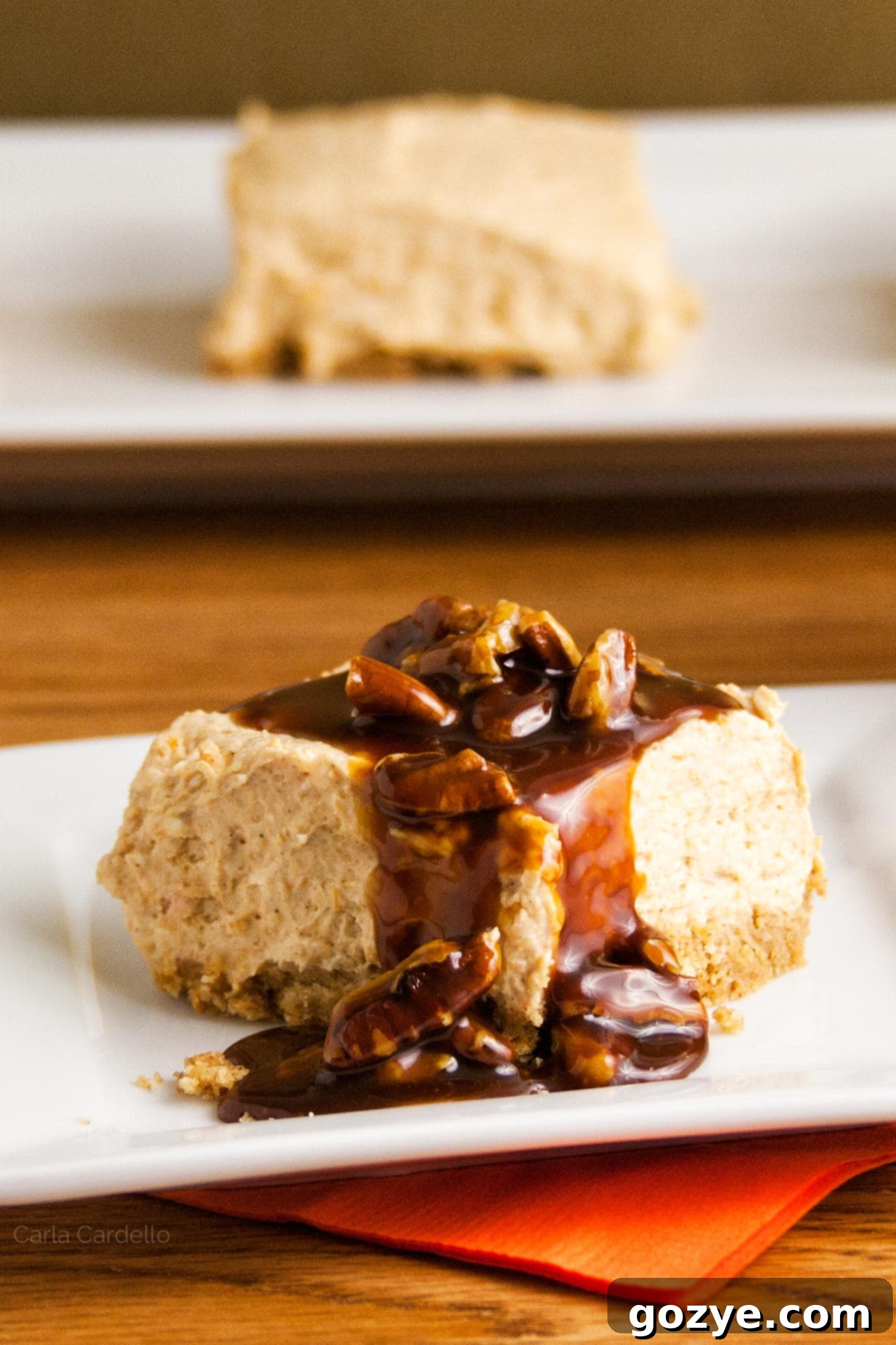 Effortless Pumpkin Cheesecake Squares 6 Pumpkin Cheesecake Bars with Praline Sauce