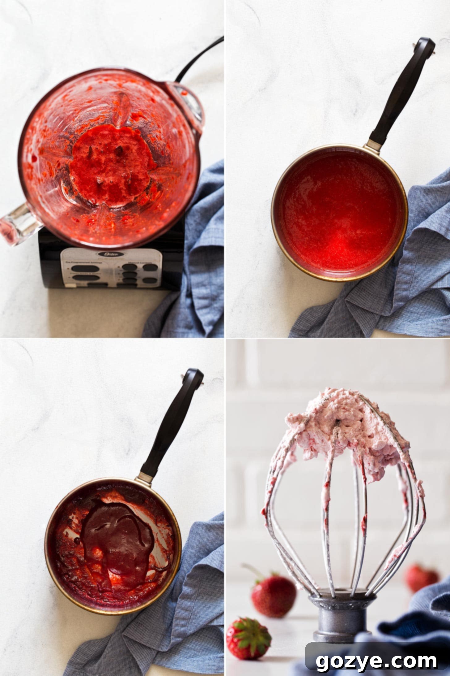 Making strawberry whipped cream photo collage