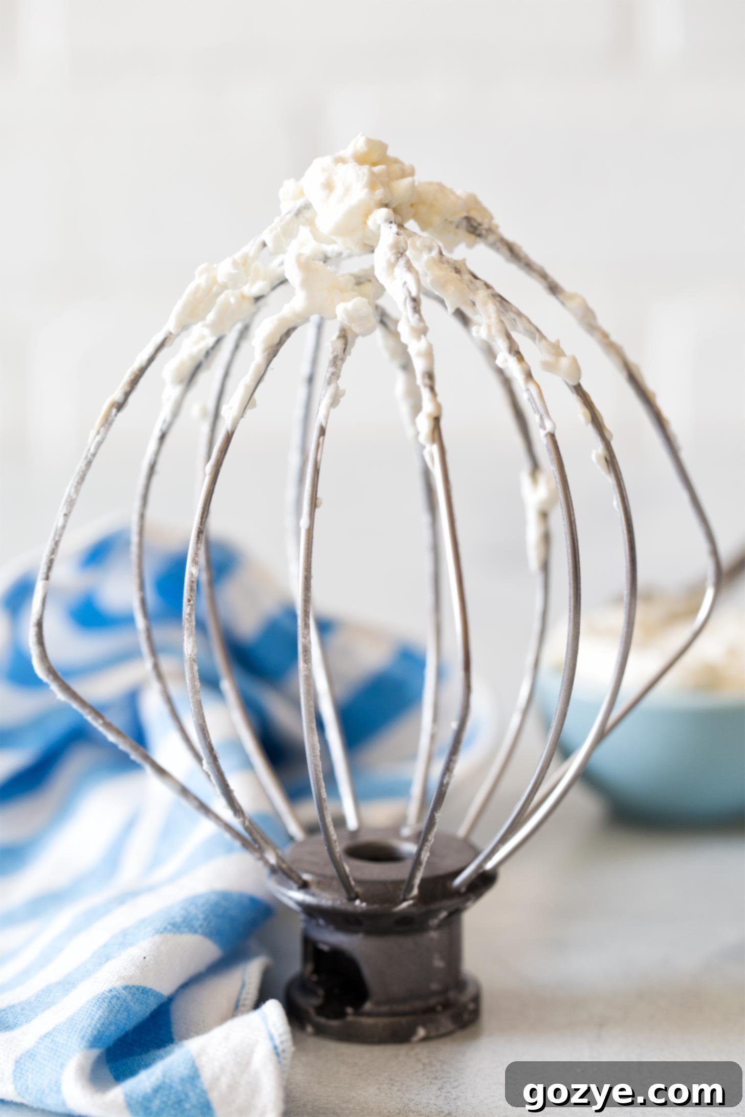 Whisk beater with cream cheese whipped cream