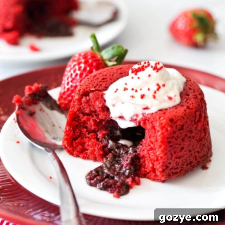 Red Velvet Lava Cakes with cream cheese whipped cream