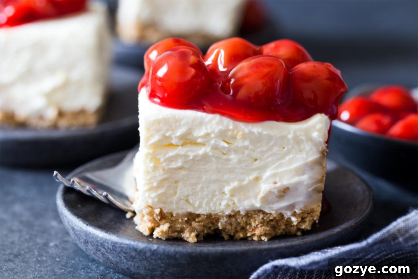 No Bake Cheesecake Squares with cherry pie filling