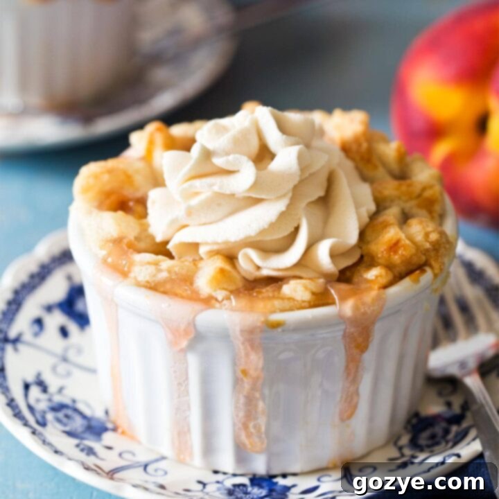 Mini peach pies on blue plate