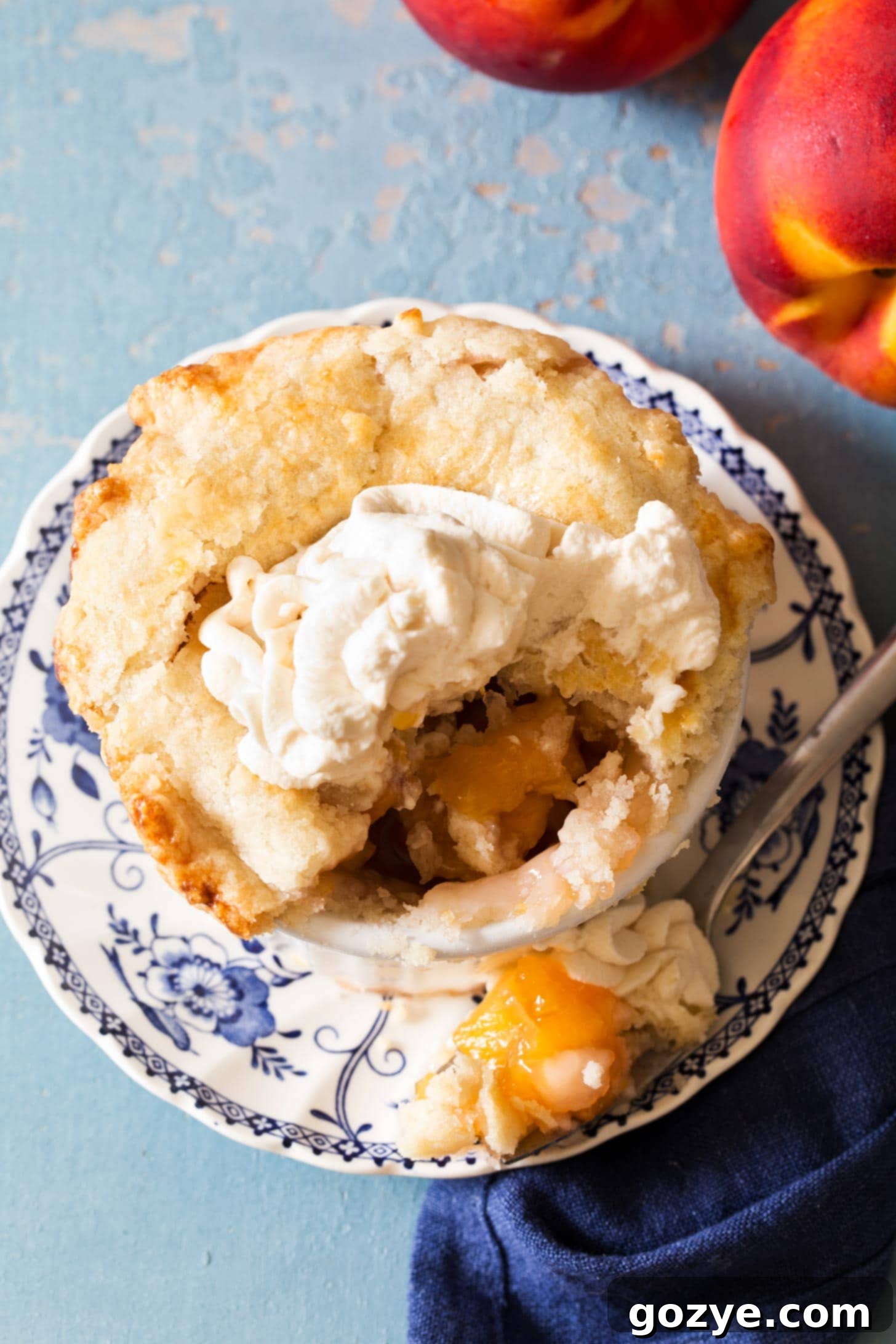 Eating individual pie in ramekin