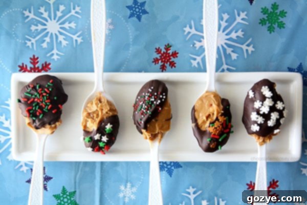 Chocolate Peanut Butter Hot Chocolate Spoons cooling on parchment paper