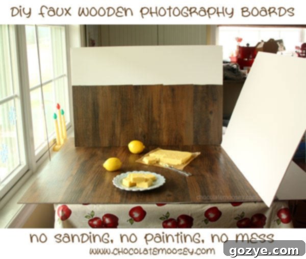 DIY Faux Wooden Photography Boards - finished product