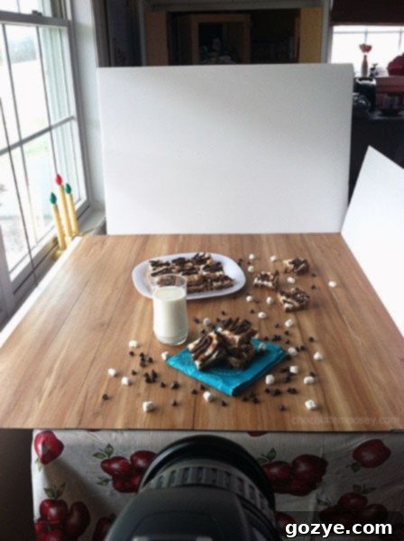 Food photography using DIY faux wooden board