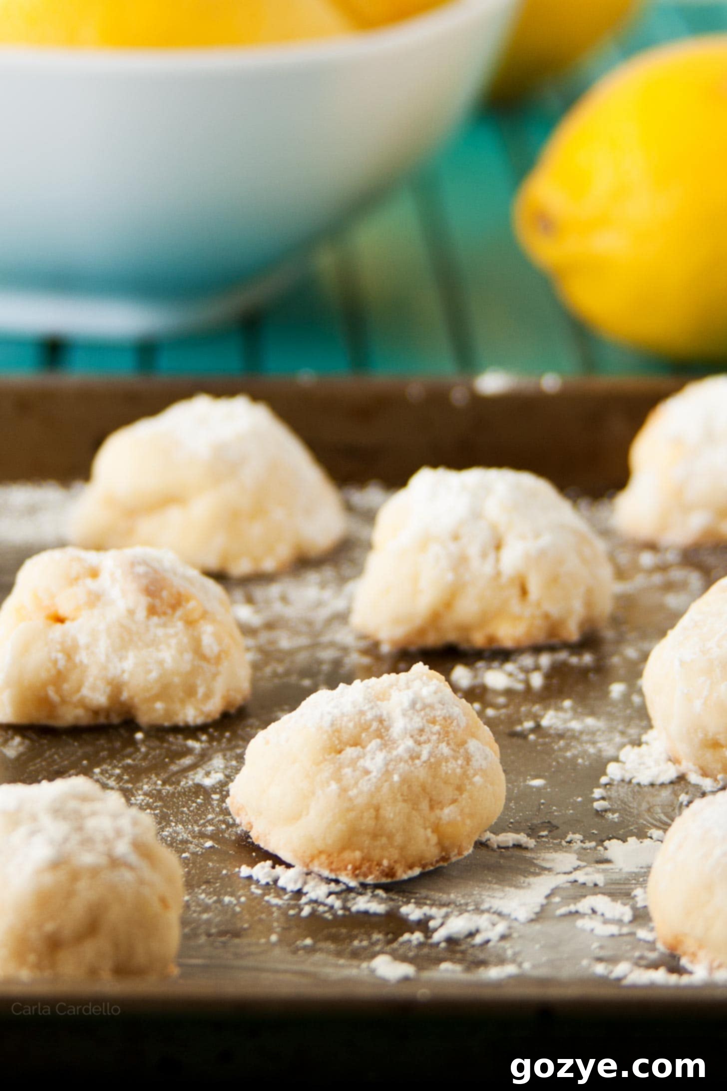 Lemon Snowballs on a baking tray