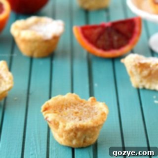 Blood Orange Pie Bites with recipe card information