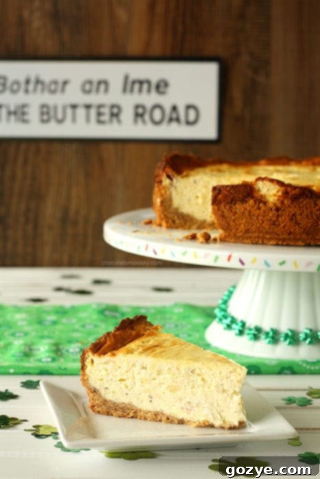 Irish Cheese and Bacon Cheesecake with Walnut Crust | www.chocolatemoosey.com