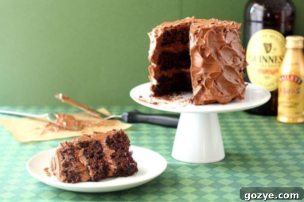 The smooth, rich texture of Bailey's Ganache Frosting, ready for the Mini Chocolate Guinness Cake