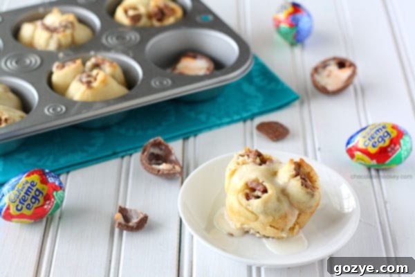 Delicious Cadbury Creme Egg Pull Apart Sweet Rolls, perfect for a spring treat