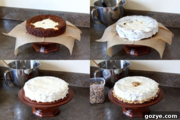 Frosting a Carrot Cake Cheesecake with Cream Cheese Frosting