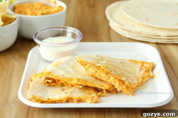 Cheesy Buffalo Chicken Dip Quesadillas 3 Buffalo Chicken Dip Quesadillas | www.chocolatemoosey.com