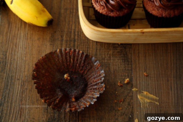 Delicious Roasted Banana Cupcakes with Peanut Butter Ganache Frosting