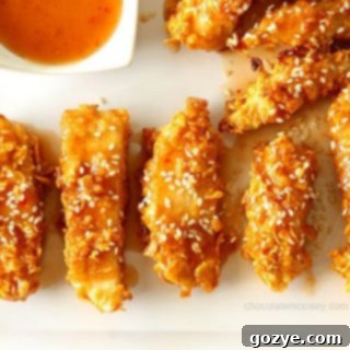Crispy Baked General Tso's Sweet Chili Chicken Strips