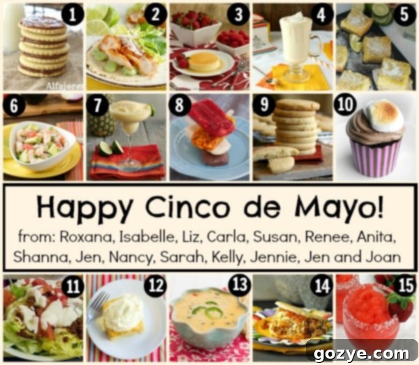 A festive banner showcasing various Cinco De Mayo recipes, encouraging readers to explore more dishes.