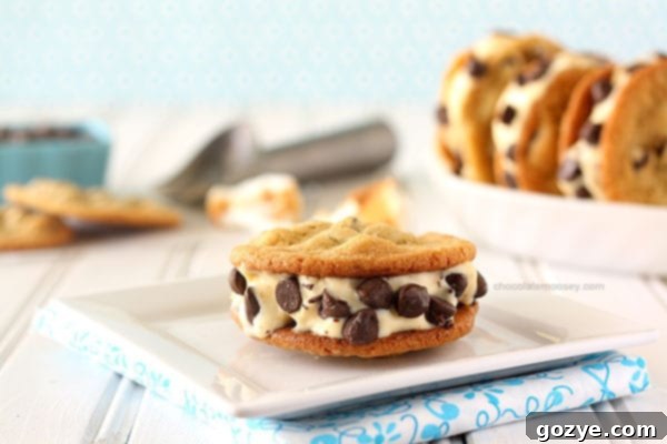A stack of Toasted Marshmallow Ice Cream Cookie Sandwiches