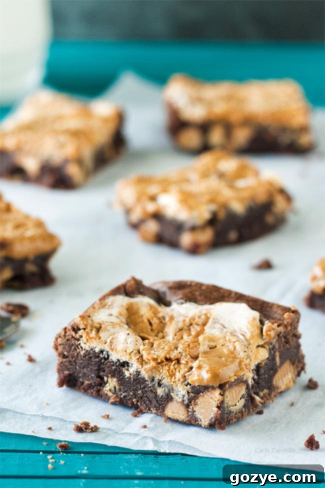 Small Batch Peanut Butter Swirl Brownies In Loaf Pan, baked to fudgy perfection.