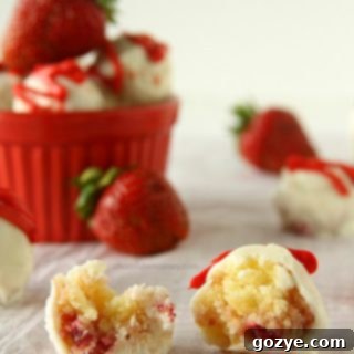 Delicious homemade Strawberry Shortcake Truffles, ready to serve