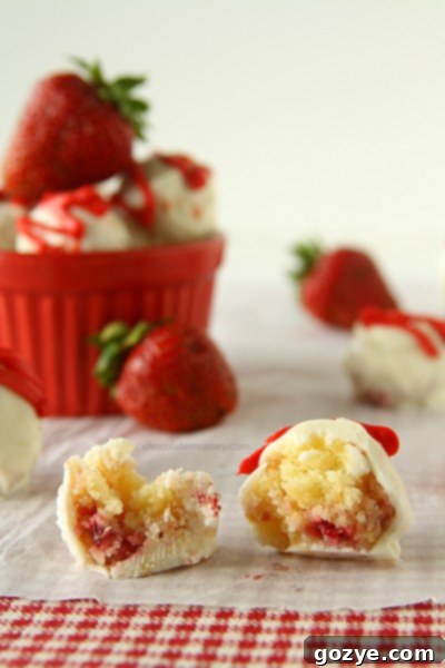 Pinterest pin for Strawberry Shortcake Truffles recipe