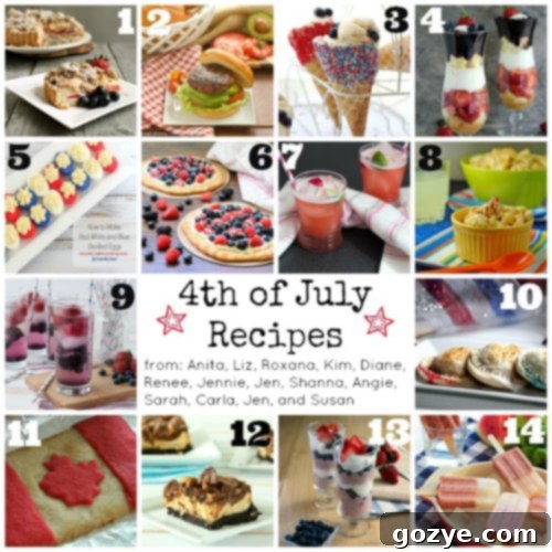Assortment of 4th of July themed desserts from Holiday Food Bloggers | www.chocolatemoosey.com