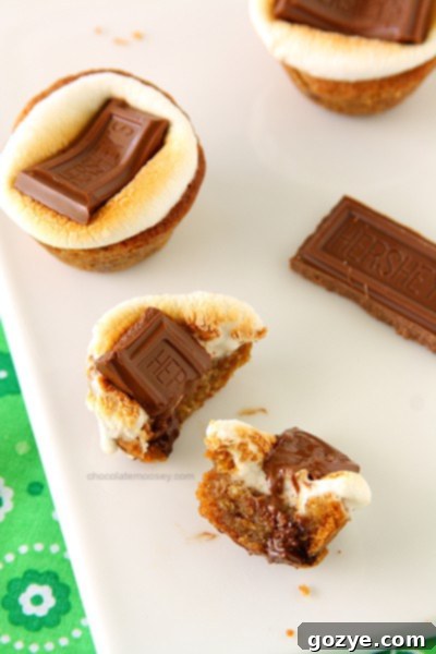 Freshly baked S'mores Chocolate Chip Cookie Cups cooling on a wire rack