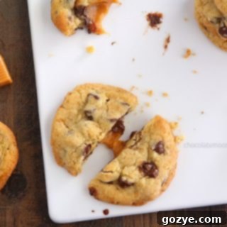 Caramel Stuffed Chocolate Chip Cookies Recipe Card