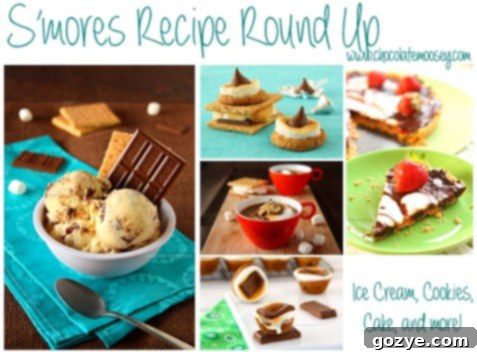S'mores Recipe Roundup featuring a variety of s'mores inspired desserts and treats