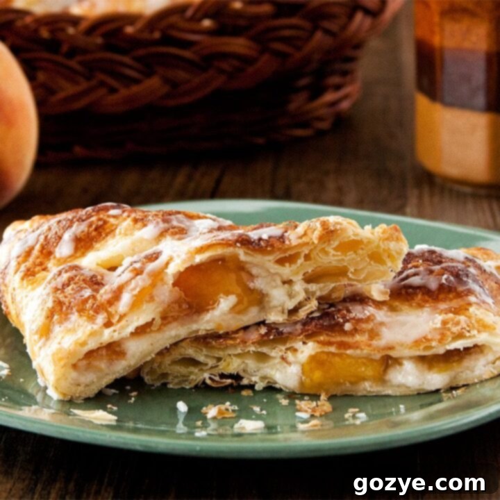 Close up of peach turnovers on plate, ready to be served