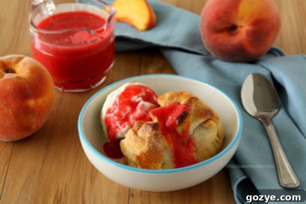 Homemade Peach Dumplings ready for serving