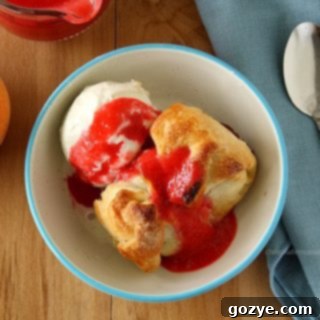 Peach Dumplings with Raspberry Sauce
