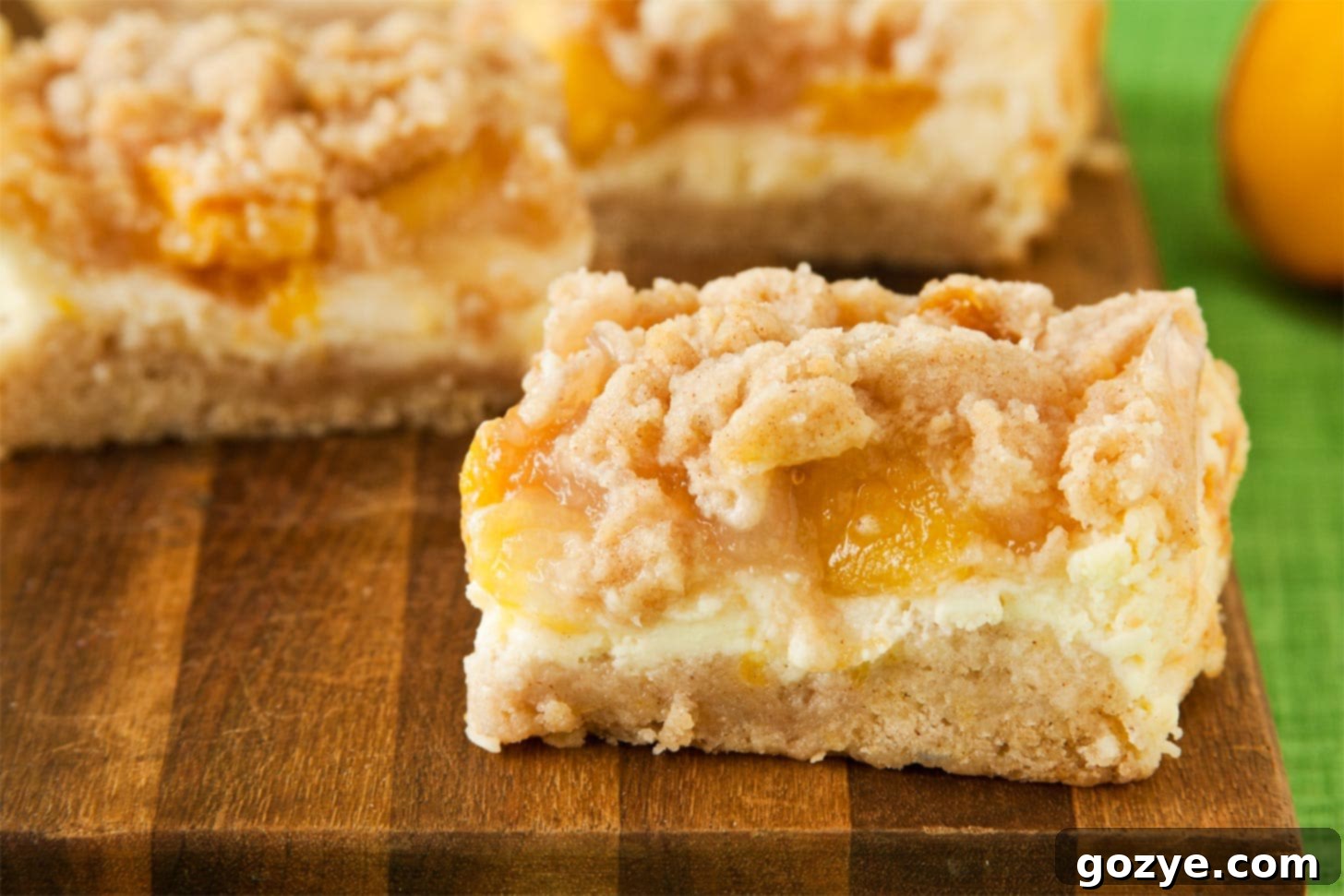 Peach Bars with cheesecake and peach pie filling