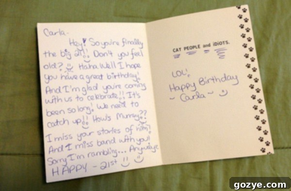 Birthday card from Leigh to the author