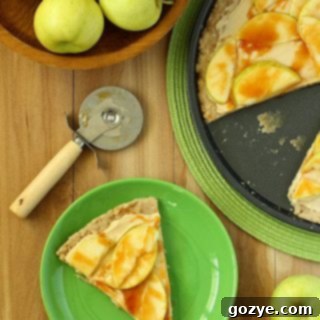Caramel Apple Sugar Cookie Pizza with toppings