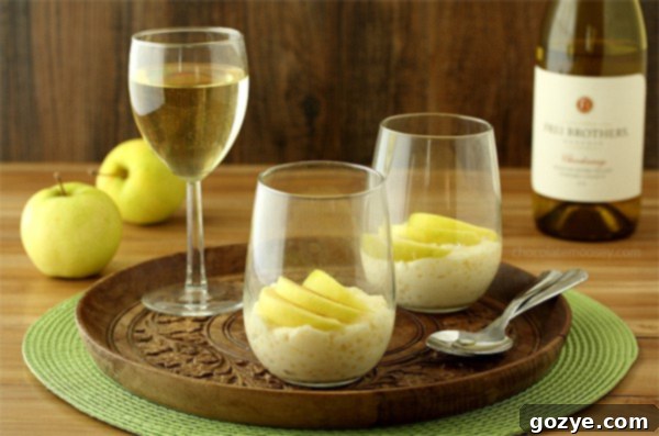 Close-up of creamy tapioca pudding cooling, perfectly prepared and ready for fresh apple slices.