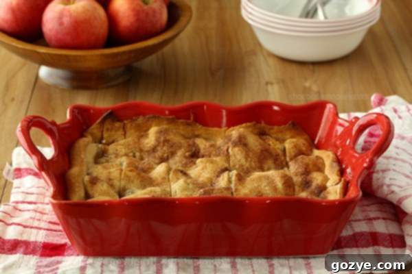 Serving Apple Dumpling Cobbler with a scoop of ice cream