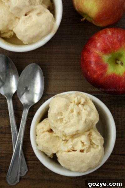 Close-up of Apple Cider Ice Cream with a spoon