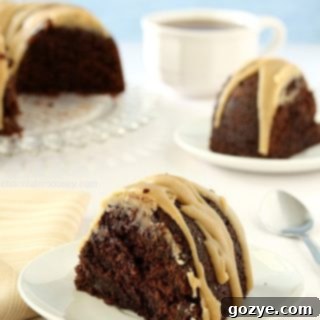 Double Chocolate Espresso Bundt Cake with Caramel Glaze